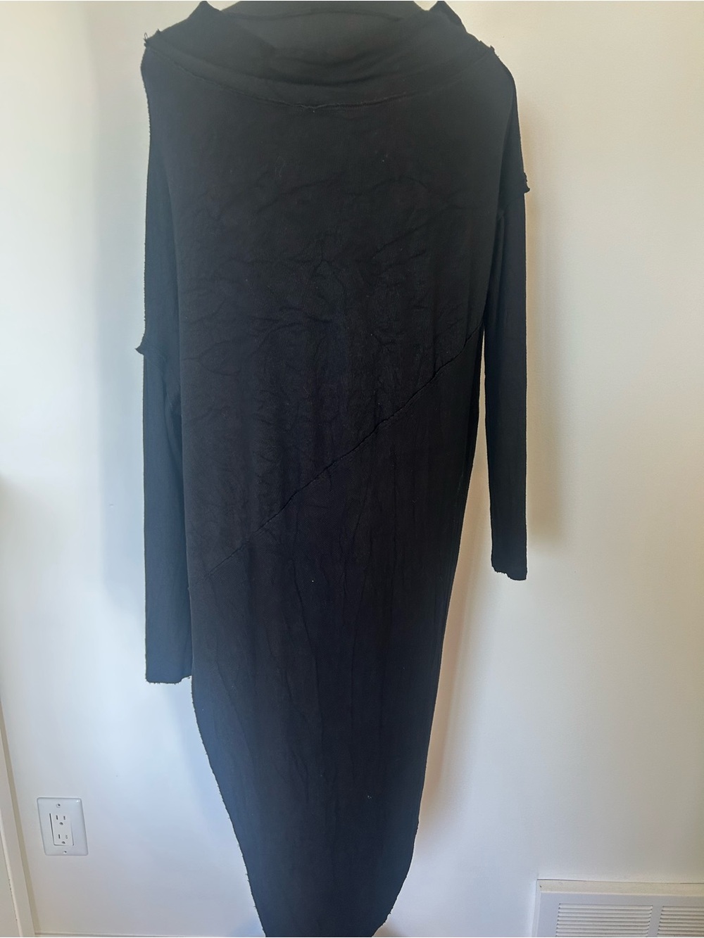 We The Free Black Asymmetric Long Draped Tunic